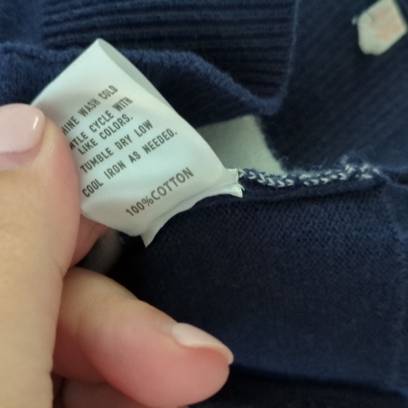 Back To School Navy White Swan Design Preppy Button Down Cardigan Sz 12 Girls - Picture 4 of 5